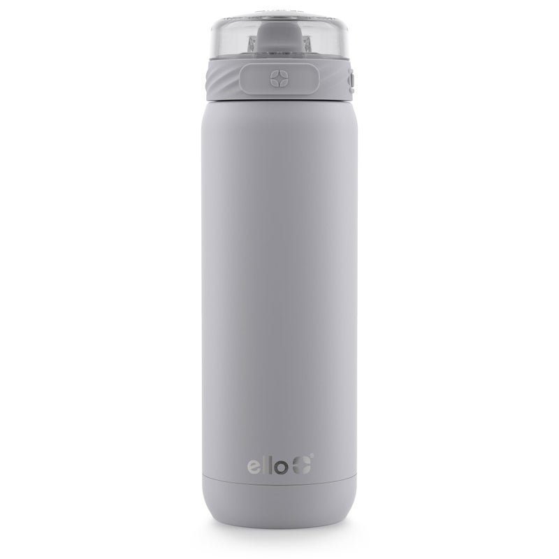 Ello Cooper 22oz Stainless Steel Water Bottle with Straw and Carry Handle, Double Walled and Vacuum Insulated Metal, Leak Proof Locking Lid with Soft Silicone Spout, Reusable, BPA Free, Grey - Image 1